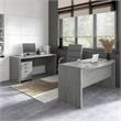 Scranton & Co Engineered Wood Bow Front Desk & Credenza w/ Drawers in Gray