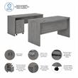 Scranton & Co Engineered Wood Bow Front Desk & Credenza w/ Drawers in Gray