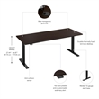 Scranton & Co Engineered Wood 72W Adjustable Standing Desk in Mocha Cherry