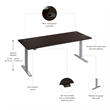 Scranton & Co Engineered Wood 72W Adjustable Standing Desk in Mocha Cherry