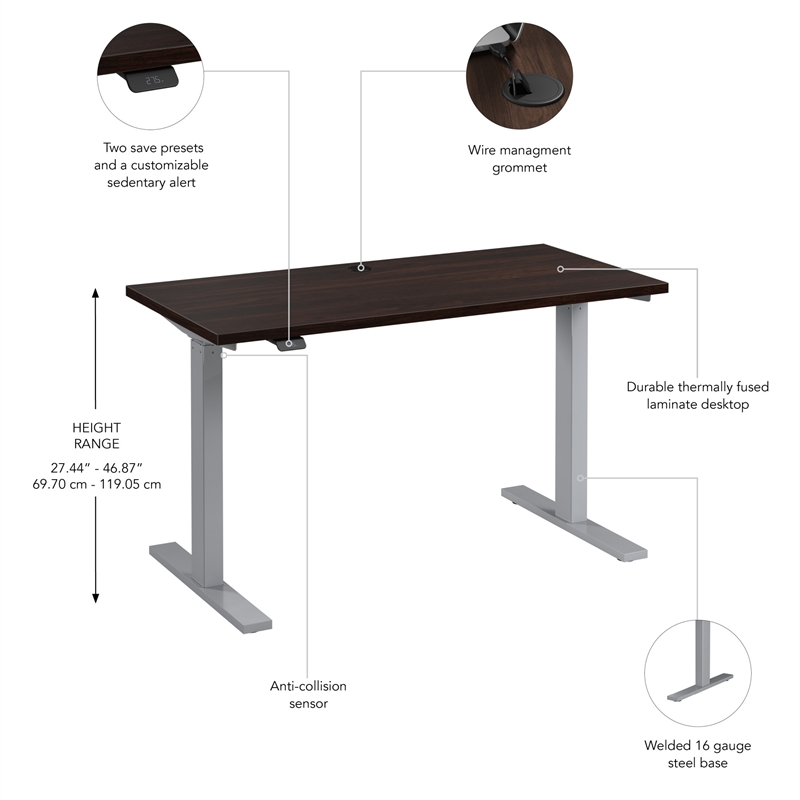 Scranton & Co Engineered Wood 48W Adjustable Standing Desk in Black Walnut
