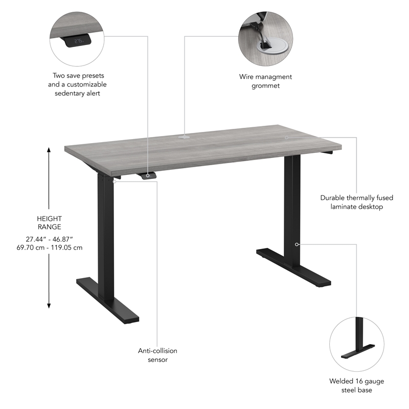 Scranton & Co Engineered Wood 48W Adjustable Standing Desk in Platinum Gray