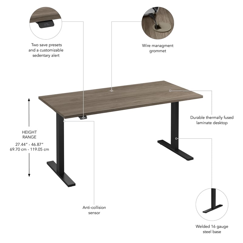 Scranton & Co Engineered Wood 60W Adjustable Standing Desk in Modern Hickory