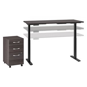 Scranton & Co 72W x 30D Height Adjustable Desk with Storage in Gray
