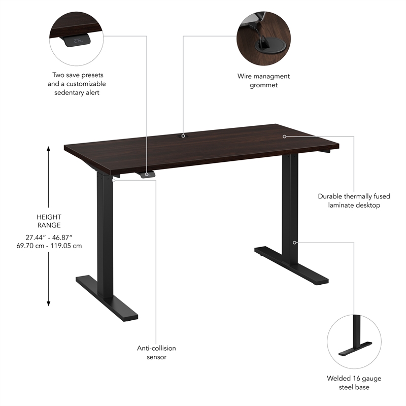 Scranton & Co Engineered Wood 48W Adjustable Standing Desk in Black Walnut