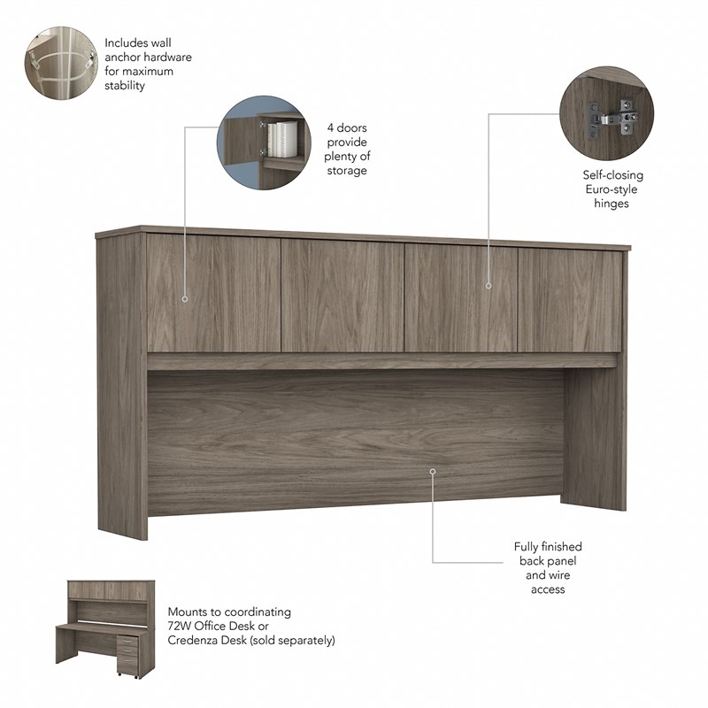 Scranton & Co Engineered Wood 72W Desk Hutch in Modern Hickory