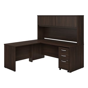 Scranton & Co Engineered Wood 72W L Desk with Hutch and Drawers in Black Walnut