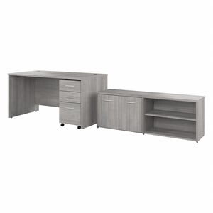 Scranton & Co Engineered Wood 60W Desk with Storage and Drawers in Platinum Gray