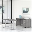 Scranton & Co Wood 60W Adjustable Desk with Credenza & Storage in Gray