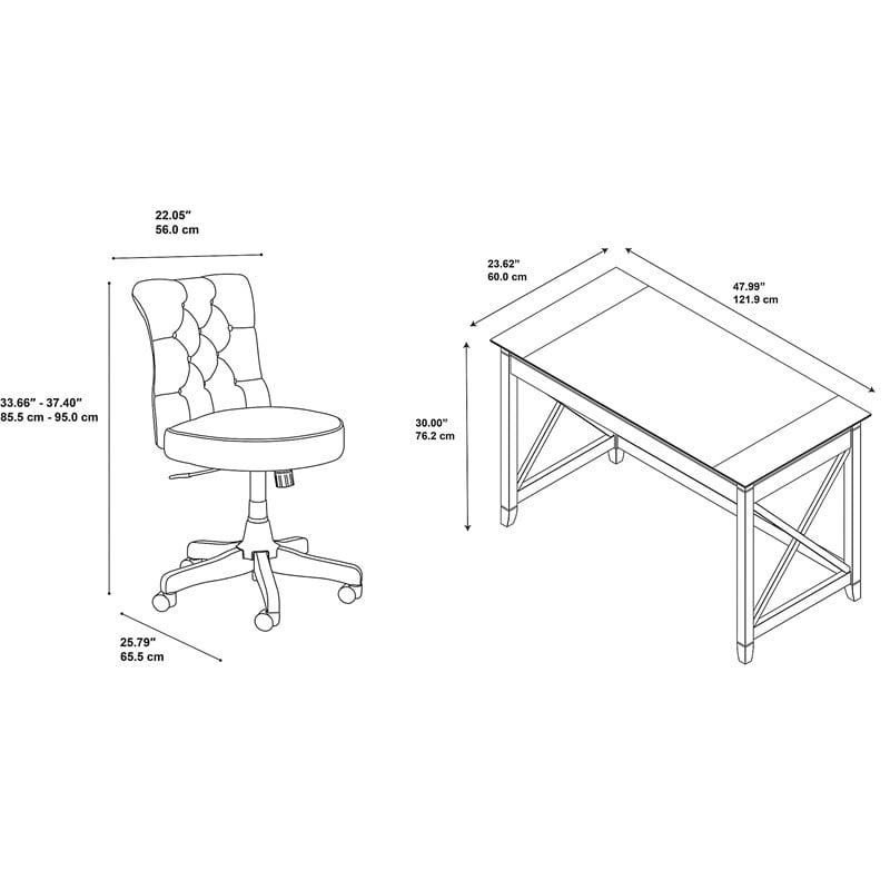 Scranton & Co Engineered Wood Writing Desk with Office Chair in White