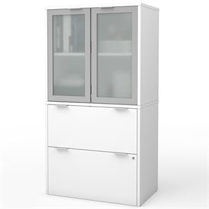 Scranton & Co 2 Drawer Door File Cabinet for Home Office in White