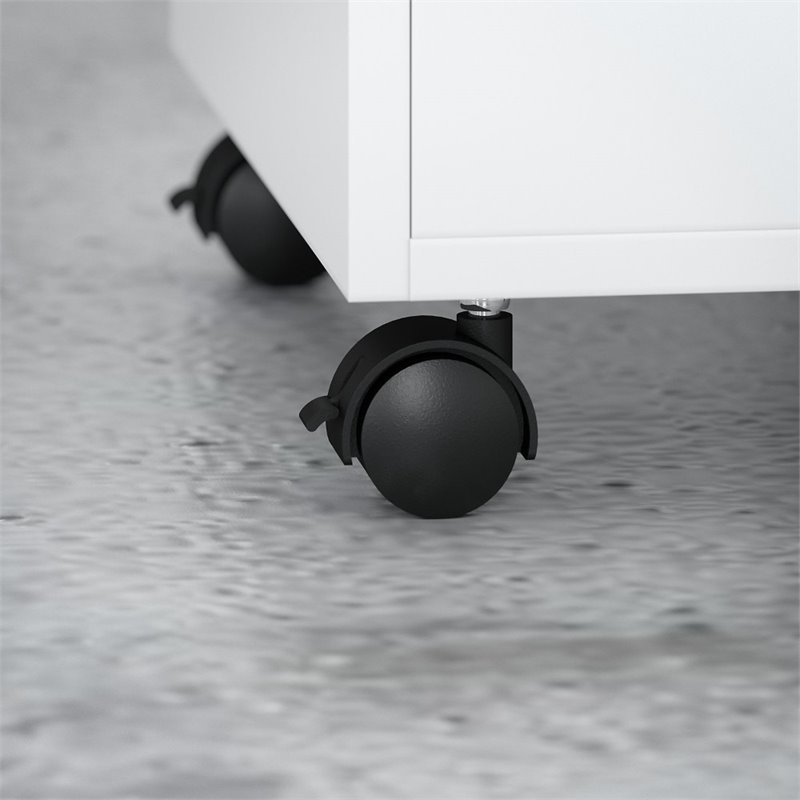 Scranton & Co Engineered Wood Bow Front Desk & Credenza w/ Drawers in Pure White