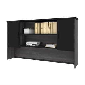 Scranton & Co Contemporary 2 Door Desk Hutch in Black and Bark Gray