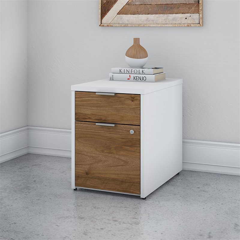 Scranton & Co Contemporary 2 Drawer Assembled File Cabinet in White and Brown