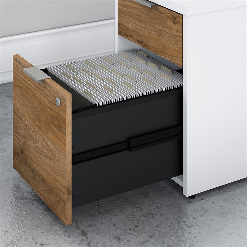 Scranton & Co Contemporary 2 Drawer Assembled File Cabinet in White and Brown