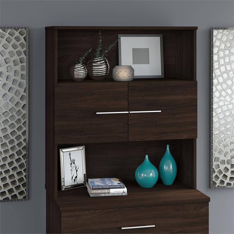 Scranton & Co Engineered Wood 36W Bookcase Hutch in Black Walnut