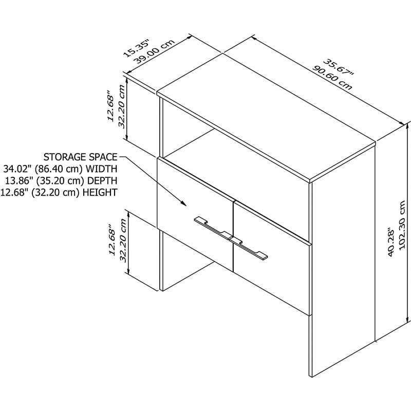Scranton & Co Engineered Wood 36W Bookcase Hutch in Modern Hickory