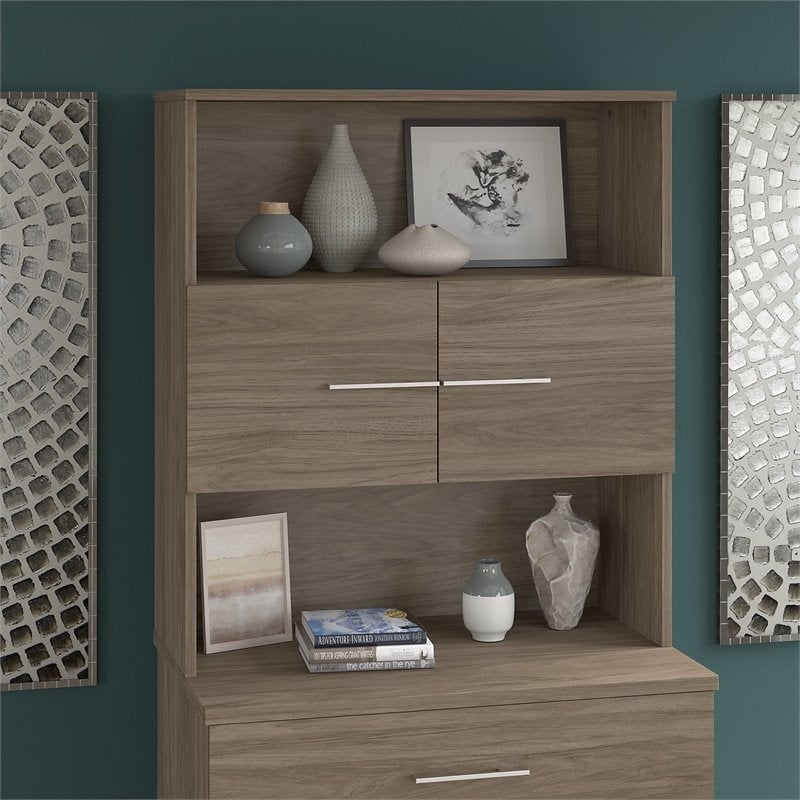 Scranton & Co Engineered Wood 36W Bookcase Hutch in Modern Hickory