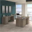 Scranton & Co Engineered Wood Height Adjustable U Shaped Desk in Modern Hickory