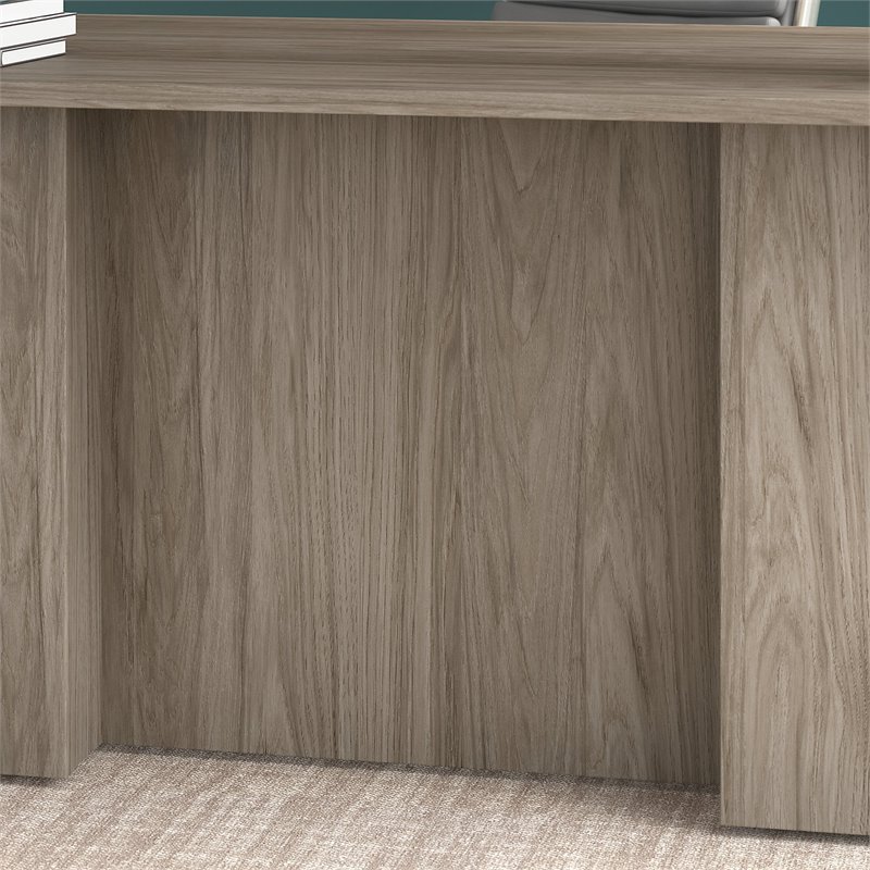 Scranton & Co Engineered Wood Height Adjustable U Shaped Desk in Modern Hickory