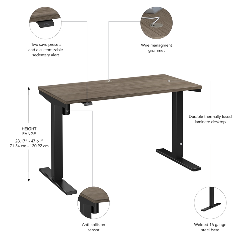 Scranton & Co Engineered Wood 48W Adjustable Standing Desk in Modern Hickory