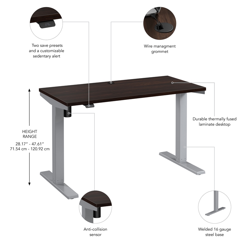 Scranton & Co Engineered Wood 48W Adjustable Standing Desk in Black Walnut