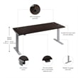 Scranton & Co Engineered Wood 72W Adjustable Standing Desk in Black Walnut