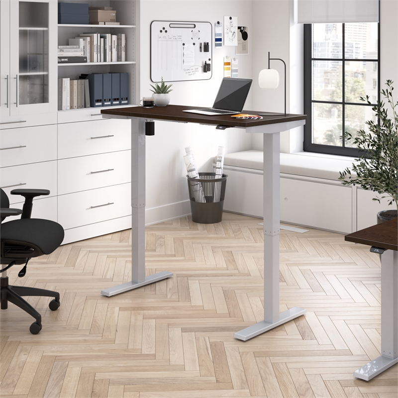 Scranton & Co Engineered Wood 48W Adjustable Standing Desk in Mocha Cherry
