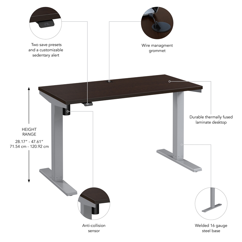 Scranton & Co Engineered Wood 48W Adjustable Standing Desk in Mocha Cherry