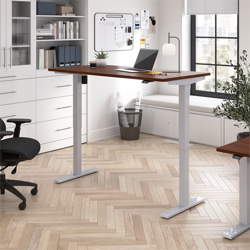 Scranton & Co Engineered Wood 60W Adjustable Standing Desk in Hansen Cherry