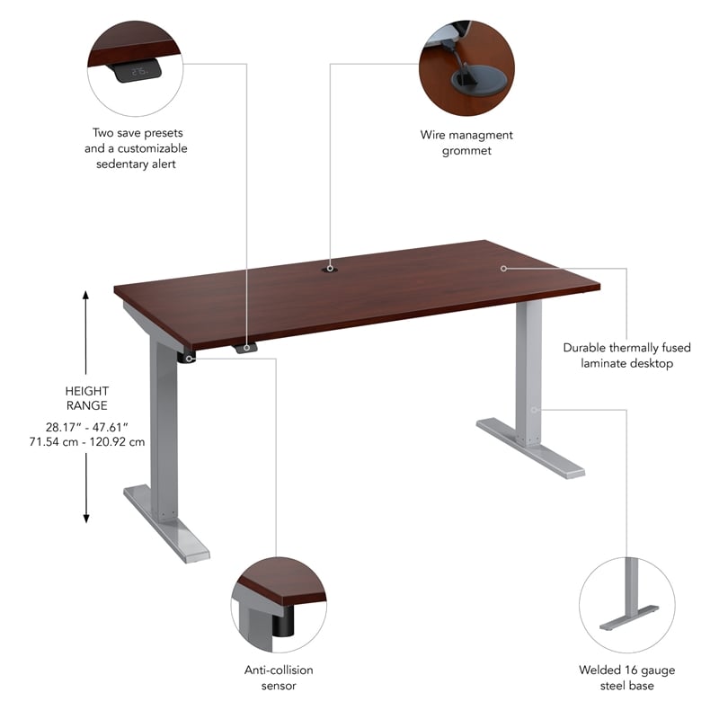Scranton & Co Engineered Wood 60W Adjustable Standing Desk in Hansen Cherry