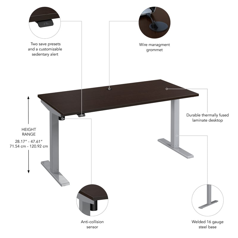 Scranton & Co Engineered Wood 60W Adjustable Standing Desk in Mocha Cherry