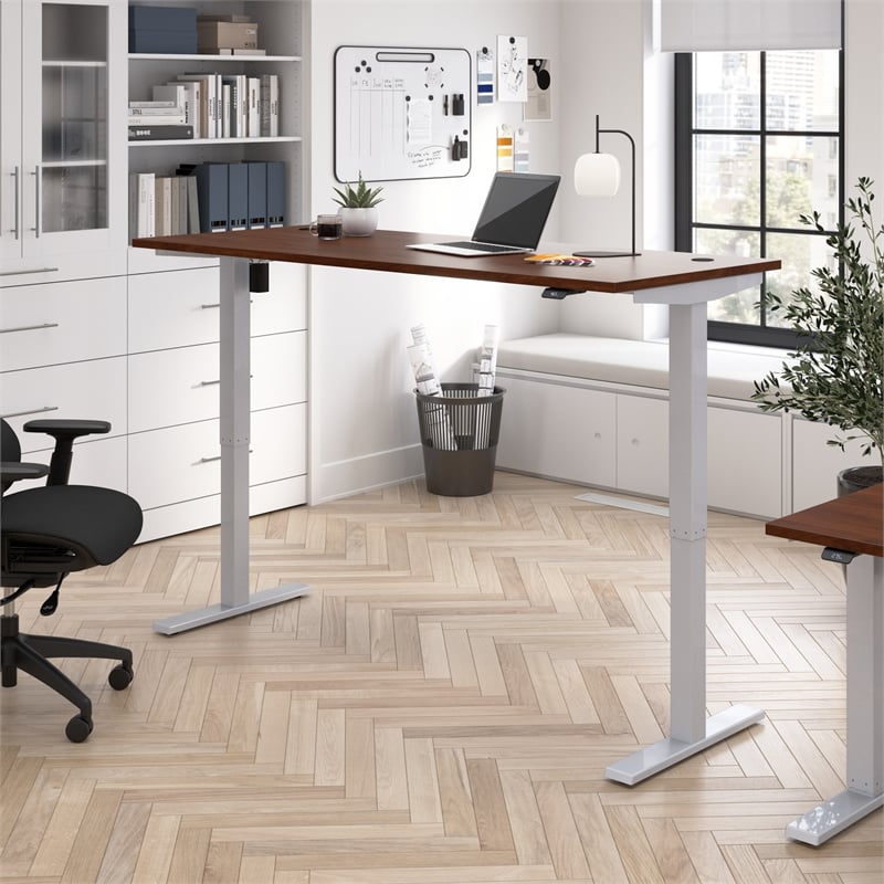 Scranton & Co Engineered Wood 72W Adjustable Standing Desk in Hansen Cherry