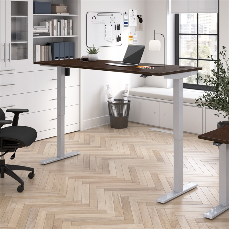 Scranton & Co Engineered Wood 72W Adjustable Standing Desk in Mocha Cherry