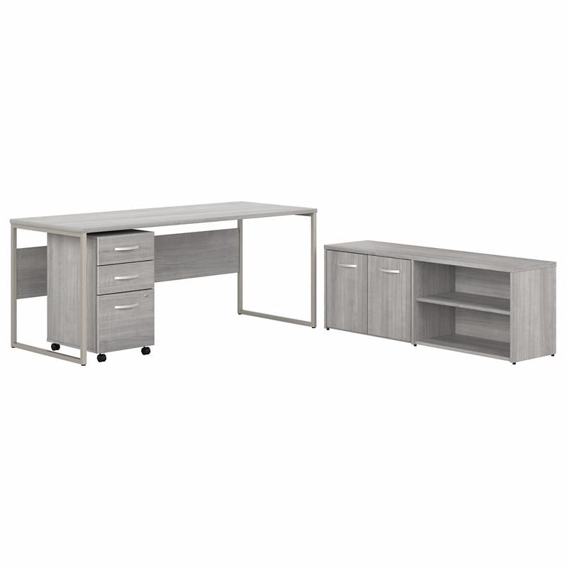 Scranton & Co Engineered Wood 72W Desk with Storage and Drawers in Platinum Gray