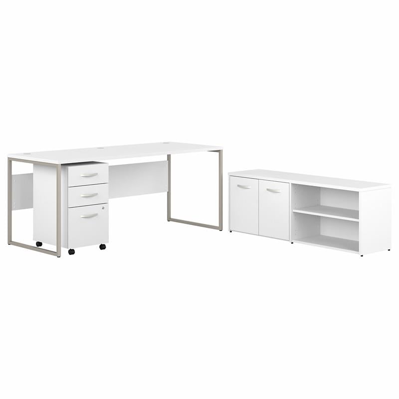 Scranton & Co Engineered Wood 72W Desk with Storage and Drawers in White