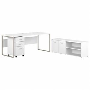 Scranton & Co Engineered Wood 72W Desk with Storage and Drawers in White