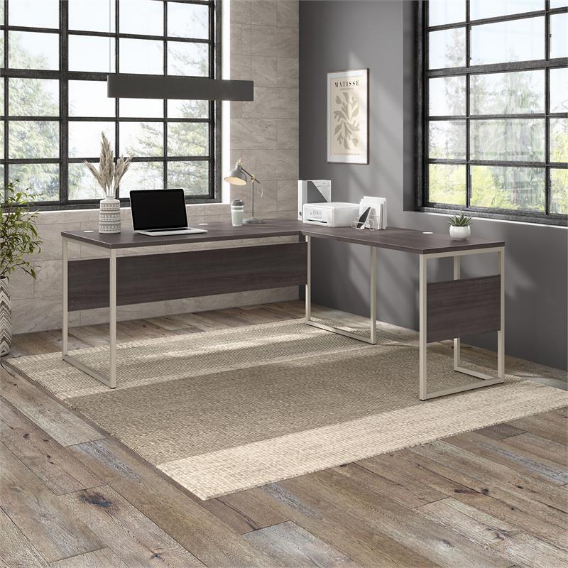 Scranton & Co Engineered Wood 72W x 30D L-Shaped Table Desk in Storm Gray