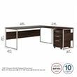 Scranton & Co Wood 72W L-Shaped Table Desk with Drawers in Black Walnut