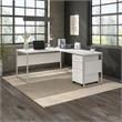 Scranton & Co Engineered Wood 60W L-Shaped Table Desk with Drawers in White