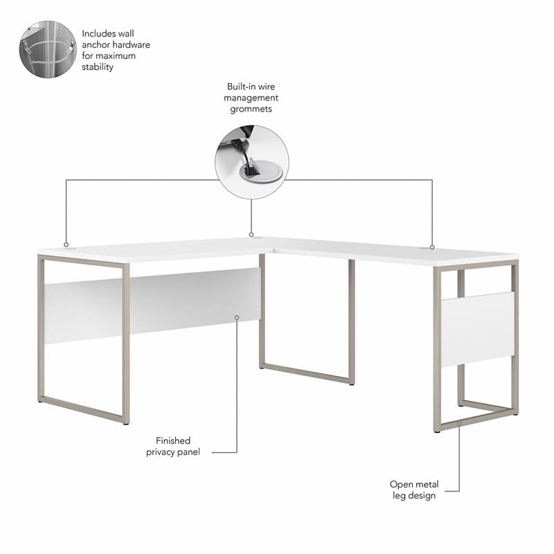 Scranton & Co Engineered Wood 60W L-Shaped Table Desk with Drawers in White
