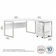 Scranton & Co Engineered Wood 60W L-Shaped Table Desk with Drawers in White