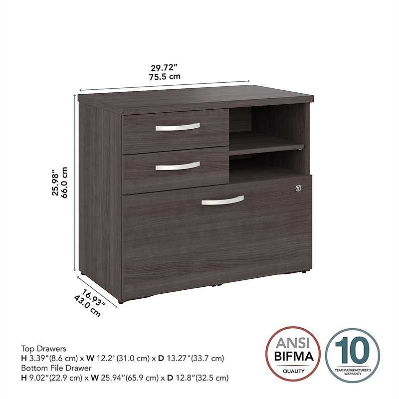 Scranton & Co Engineered Wood Office Storage Cabinet with Drawers in Storm Gray