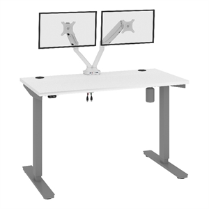 Scranton & Co 48&quot Engineered Wood Standing Desk with Dual Monitor Arm in White