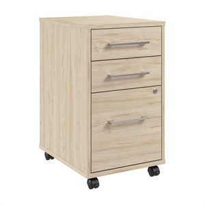 Scranton & Co Wood 3 Drawer Rolling File Cabinet with Lock in Natural Elm