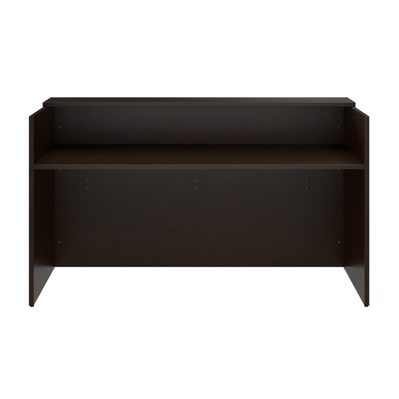 Scranton & Co Wood 72W x 30D Reception Desk with Shelf in Mocha Cherry