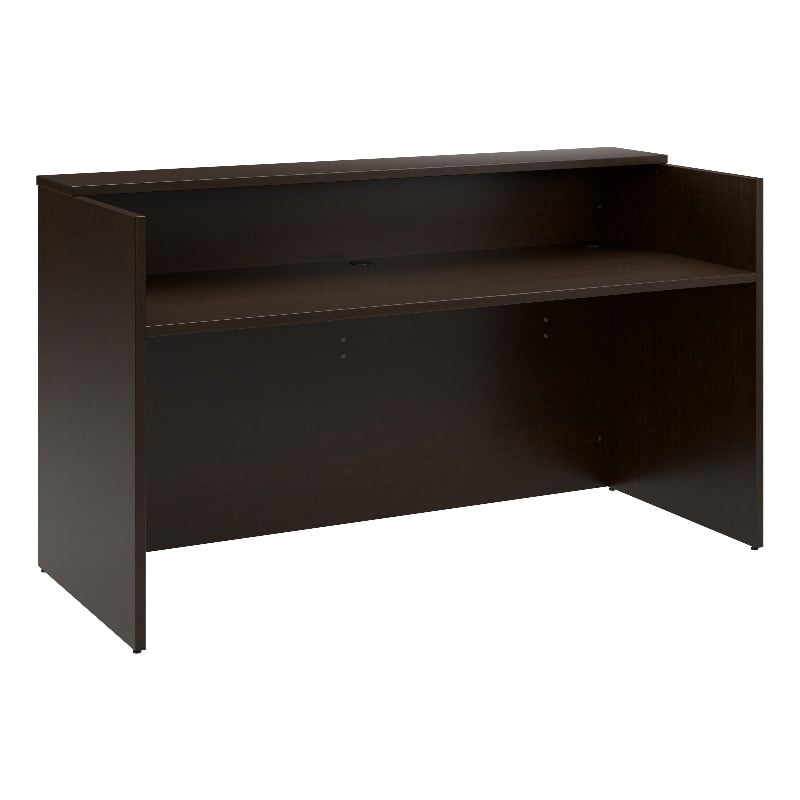 Scranton & Co Wood 72W x 30D Reception Desk with Shelf in Mocha Cherry
