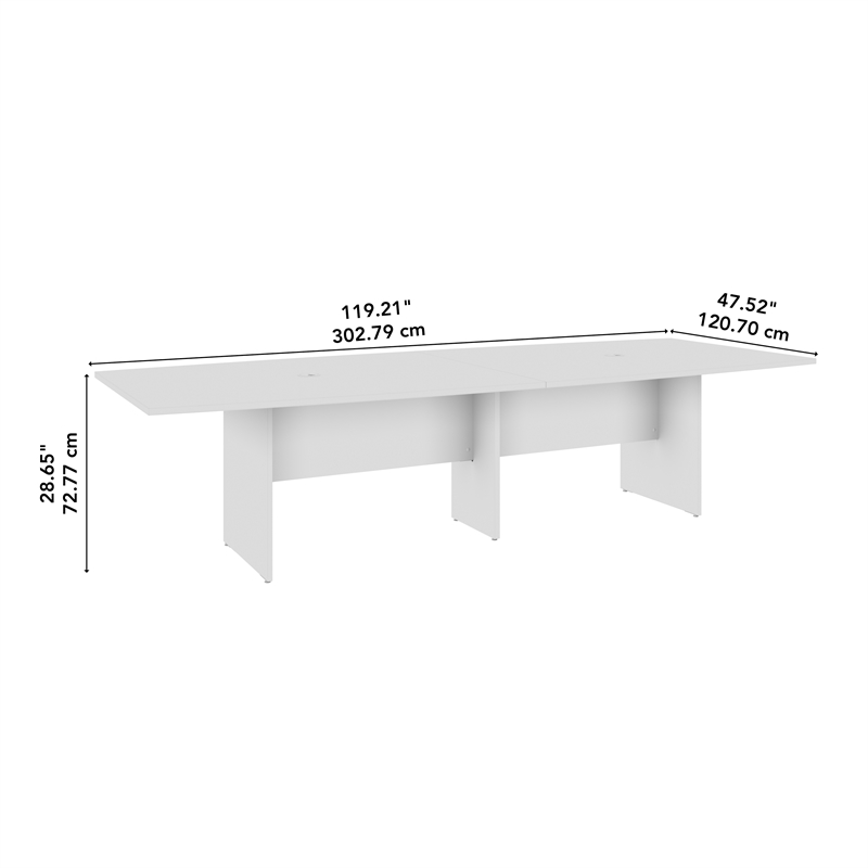 Scranton & Co Wood 120W Office Conference Table with Wood Base in Natural Elm