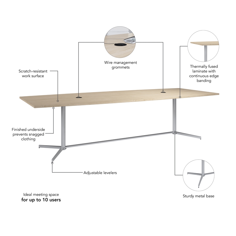 Scranton & Co Wood 120W Office Conference Table with Metal Base in Natural Elm