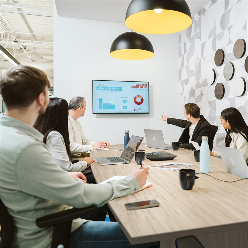 Scranton & Co Wood 72W Office Conference Table with Metal Base in Natural Elm